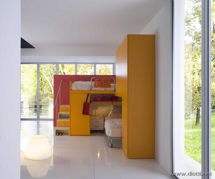 Seipersei perpendicular bunk beds yellow 2