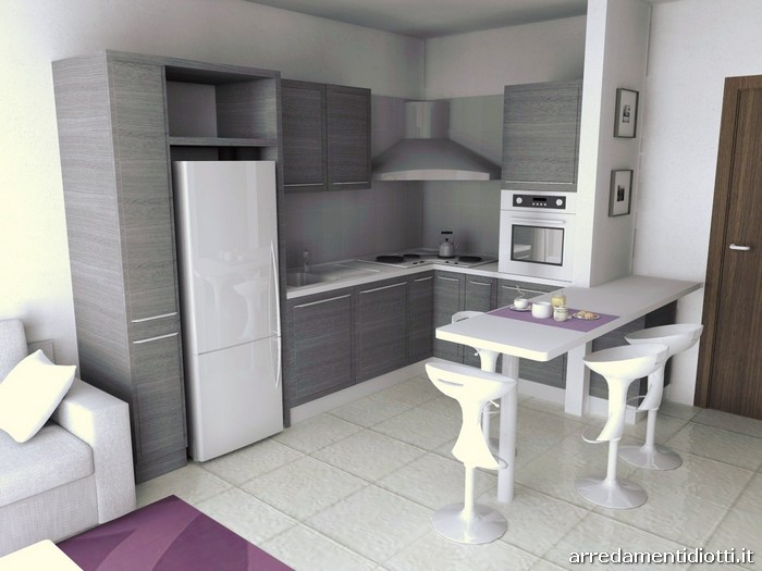 Cucina Quadra Rovere E Soggiorno Lampo Lucido Diotti A F Arredamenti