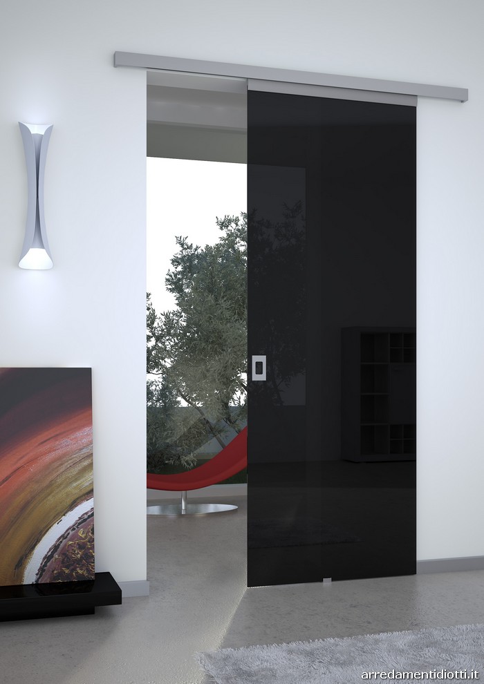Porte in vetro glamour senza cornice diotti a&f arredamenti Porta scorrevole esterna muro in vetro scuro