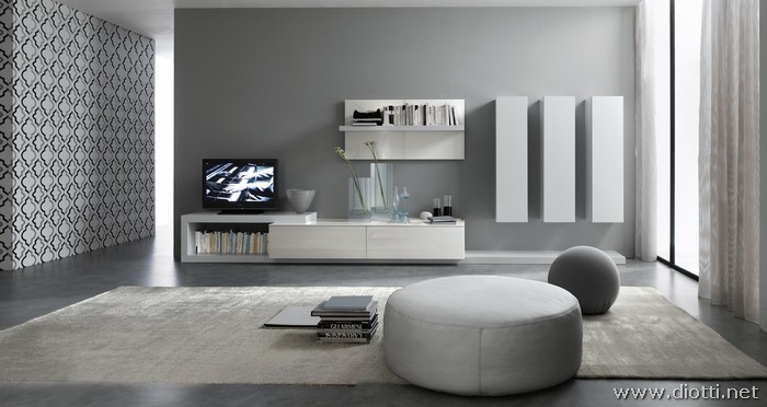 Collezione day con pareti attrezzate moderne bianche diotti a&f ... Soggiorni moderni bianchi