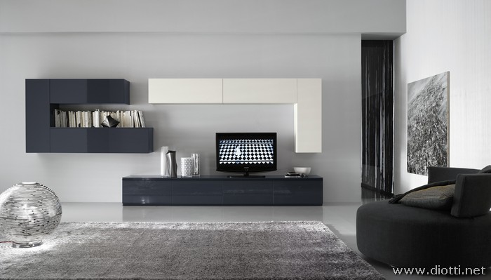 Mobili giorno day laccato grigio e bianco diotti a&f arredamenti Soggiorni moderni bianchi