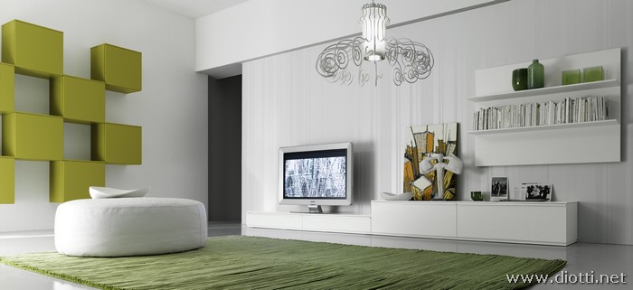 Soggiorno day bianco e verde. diotti a&f arredamenti Arredamento soggiorno bianco