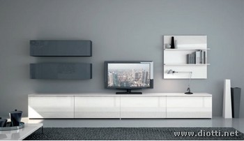 Pareti attrezzate bianche soggiorno day diotti a&f arredamenti Pareti soggiorno grigio