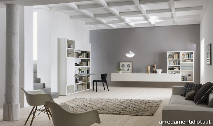 Libreria my space laccata bianca diotti a&f arredamenti Parete attrezzata componibile bianca