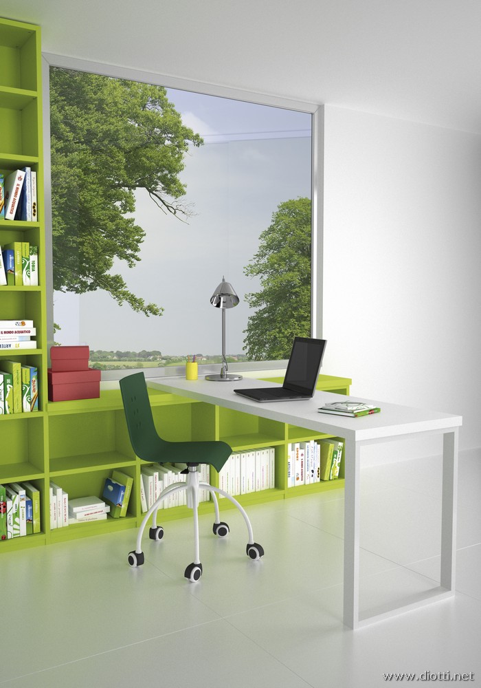 Young-scrittoio-appoggio-libreria-laccato-bianco-verde-big