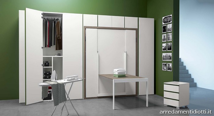 letti trasformabili ribaltabili a scomparsa Ima matrimoniale scrivania tavolo home office clei