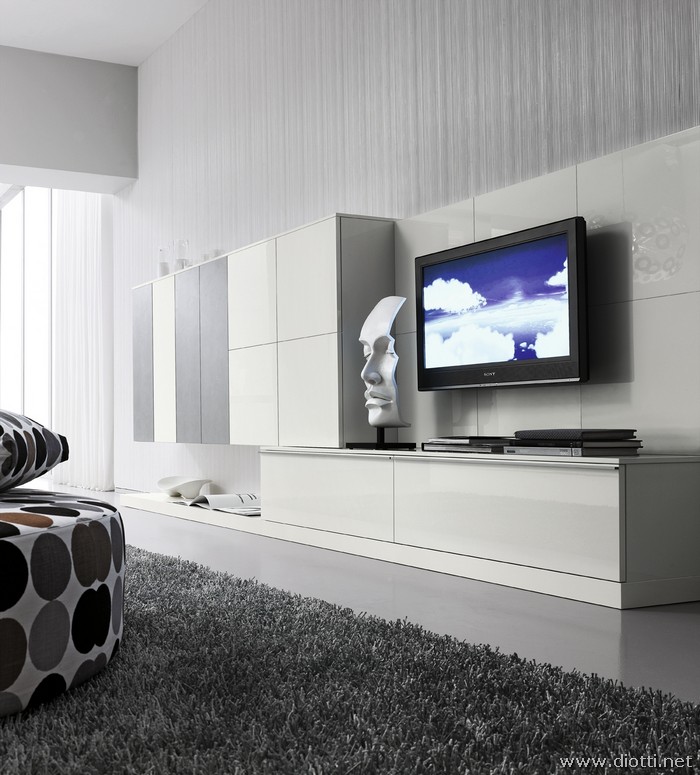 Day soggiorno moderno bianco argento composizione FS30